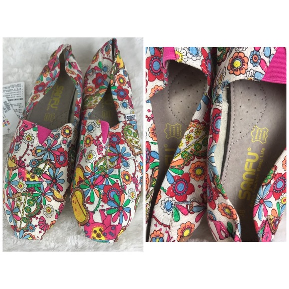 Sanfu Floral Multicolor Slip On Flats 38 ( 7 ) - Picture 2 of 8